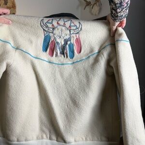 Southwestern equestrian cropped jacket with dream catcher design